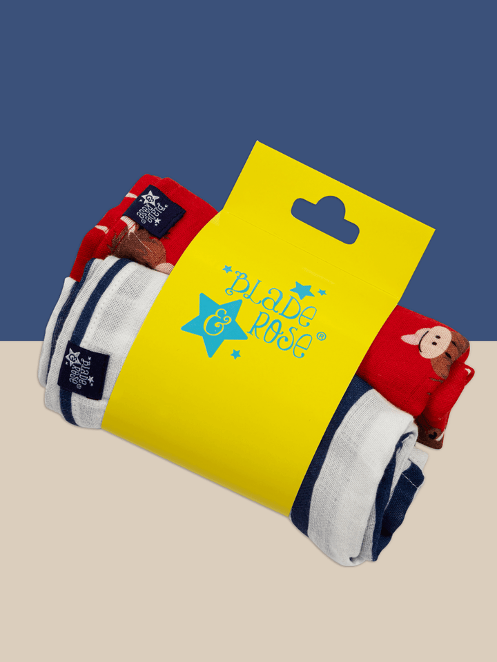 Hamish Highland Cow Muslin Bibs & Squares: One Size / Muslin 2pk bib