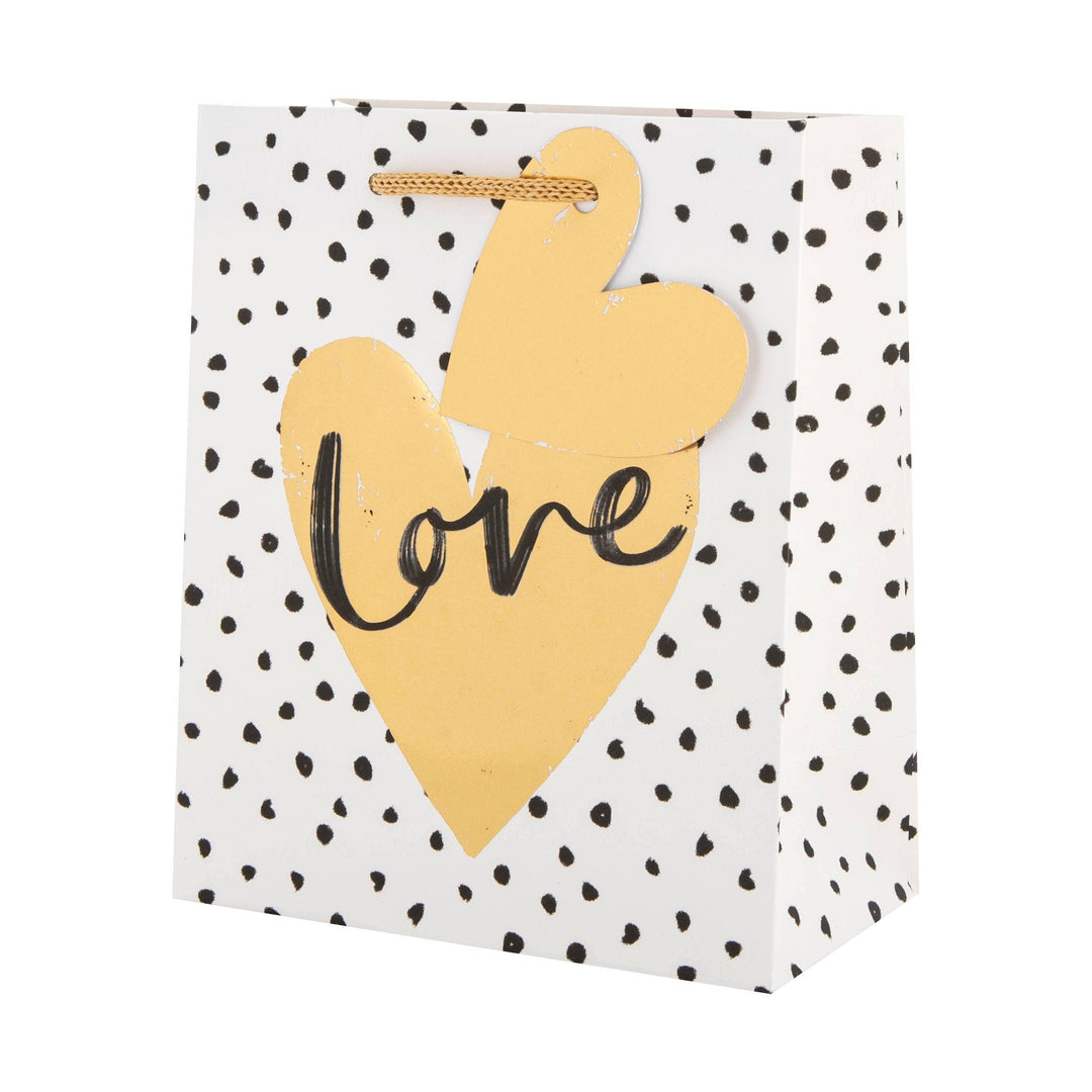 Small Gift Bag - Gold Heart Design