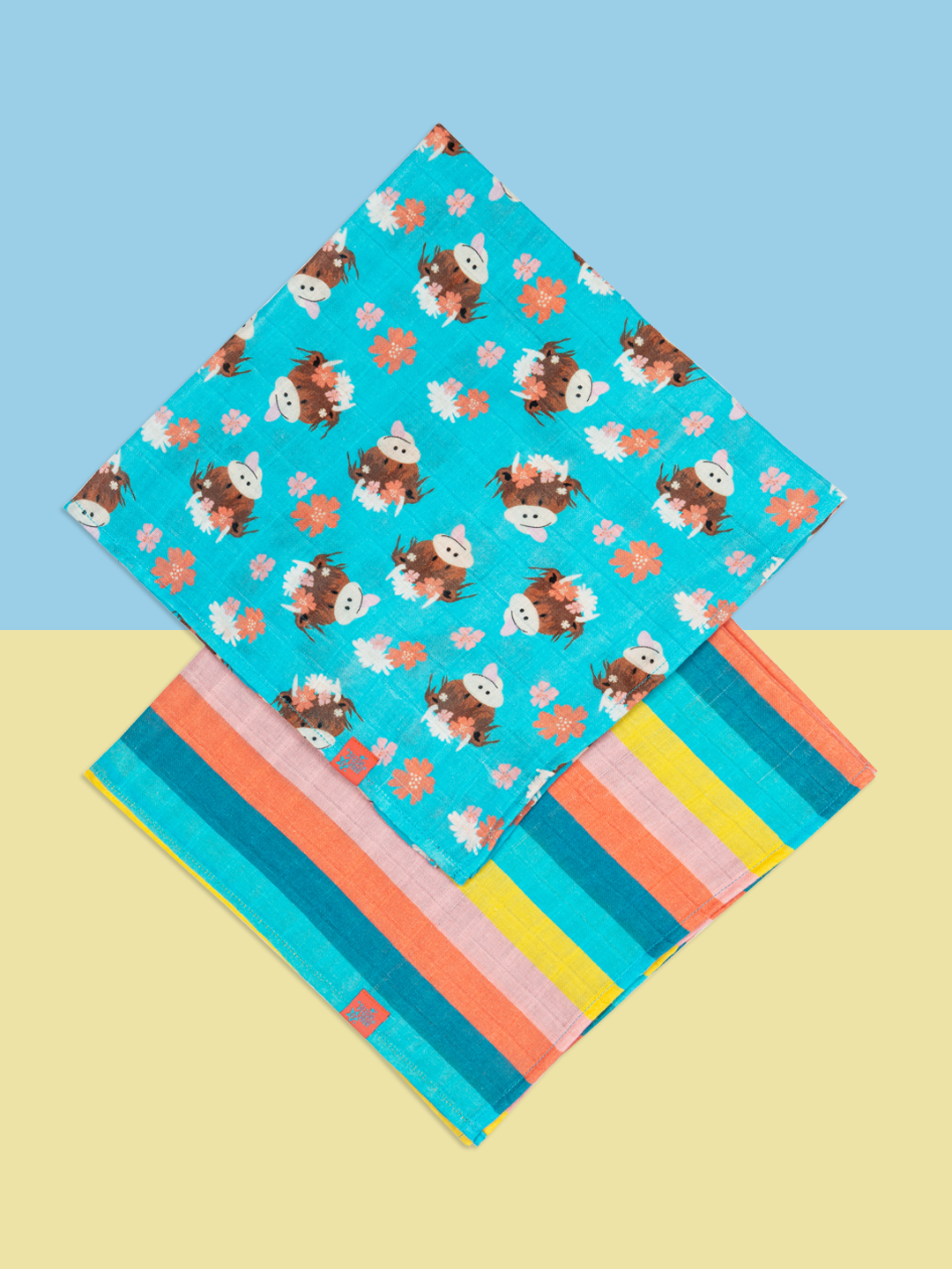 Bonnie Highland Cow Muslin Bibs & Squares: One Size / Muslin 2pk Bib