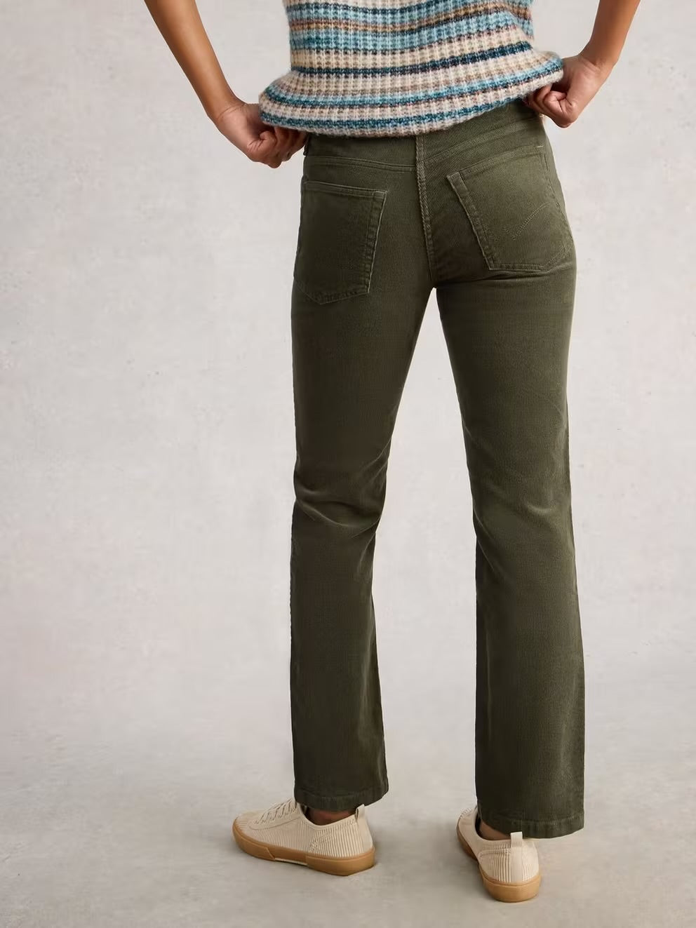 KHAKI GREEN BROOKE CORD STRAIGHT TROUSER