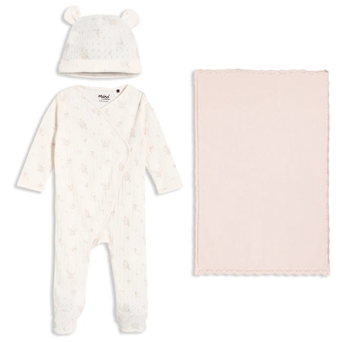 Baby Girl Floral Print 3pc Essentials Gift Set, Multicolour