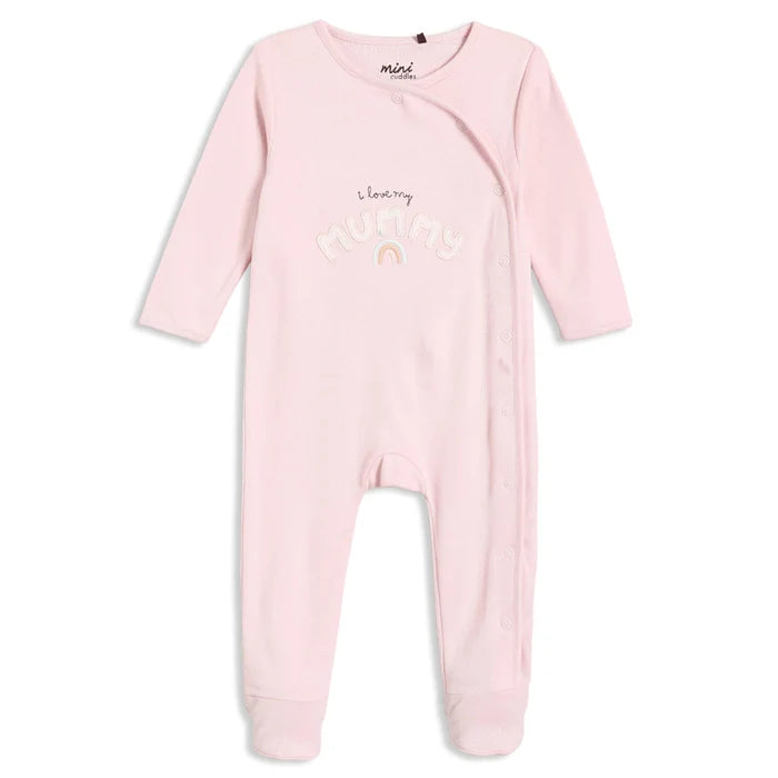 Baby girls typographic sleepsuit,pink