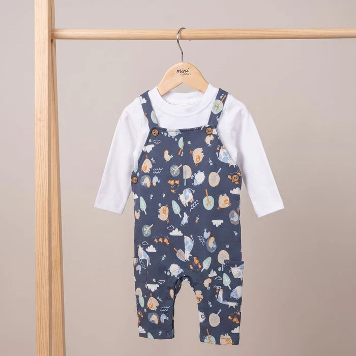 Baby boys animal printed dungaree set
