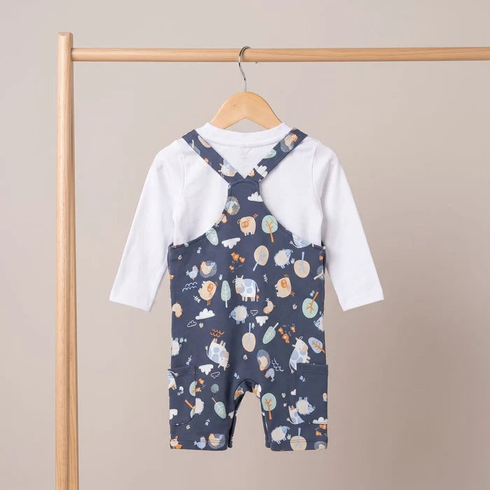 Baby boys animal printed dungaree set