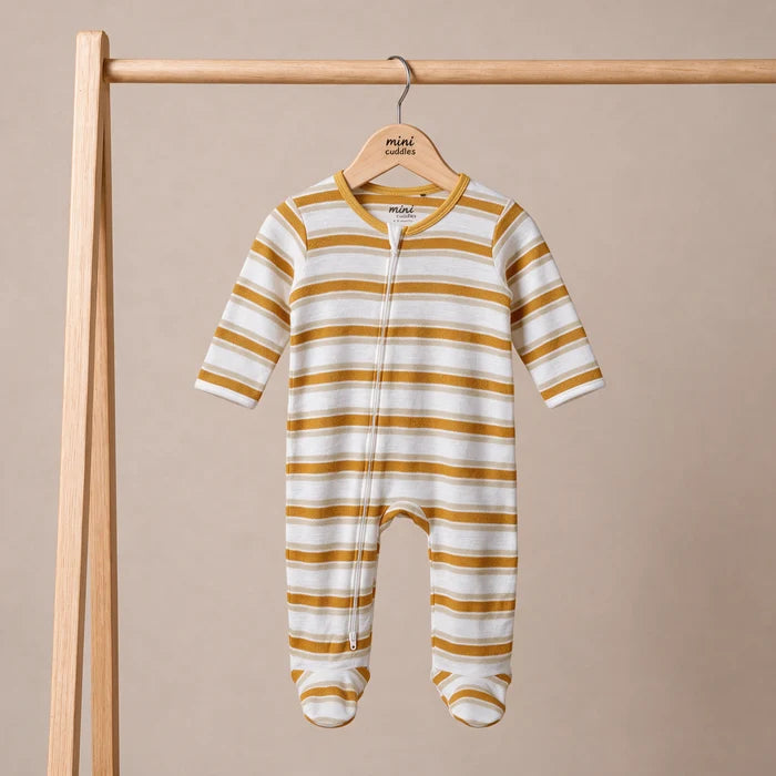 Baby boys striped sleep suit,yellow