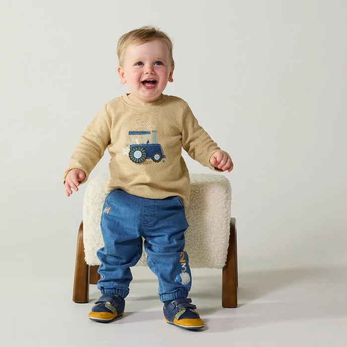 Baby boys applique t-shirt,beige