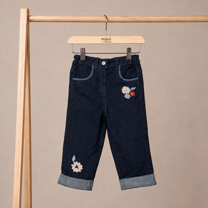 Baby girls floral embroidered denim pant