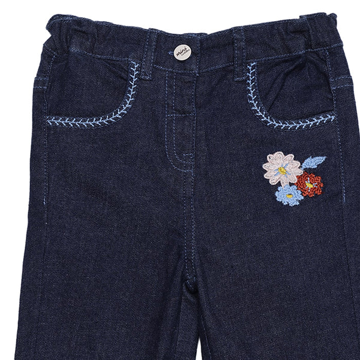 Baby girls floral embroidered denim pant