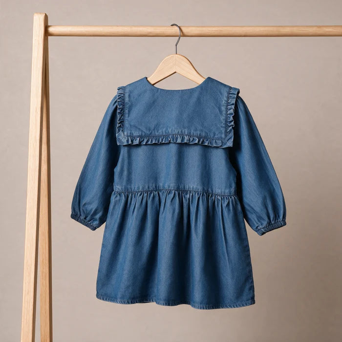 baby girls floral embroided dress medium wash