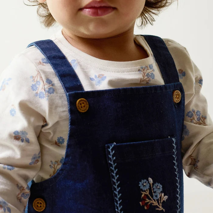 Baby girls Floral embroidered pinny set,dark wash