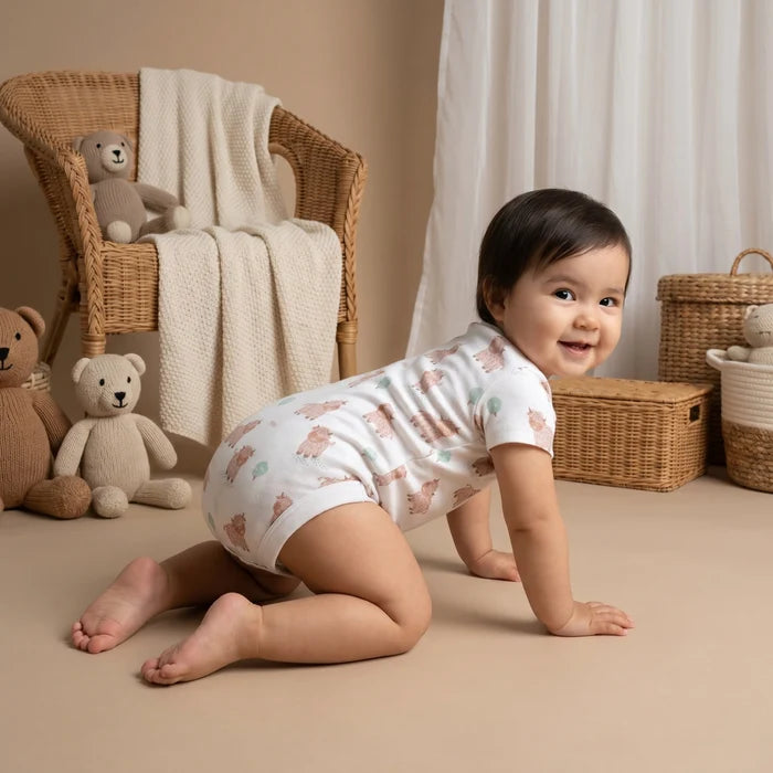 Baby unisex animal printed bodysuit