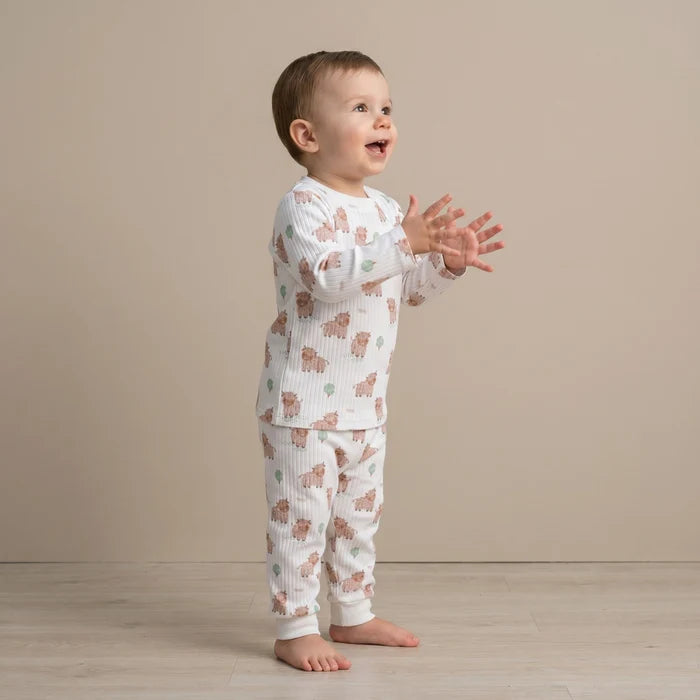 Baby Unisex Farm Print & Striped pack of 3 Joggers