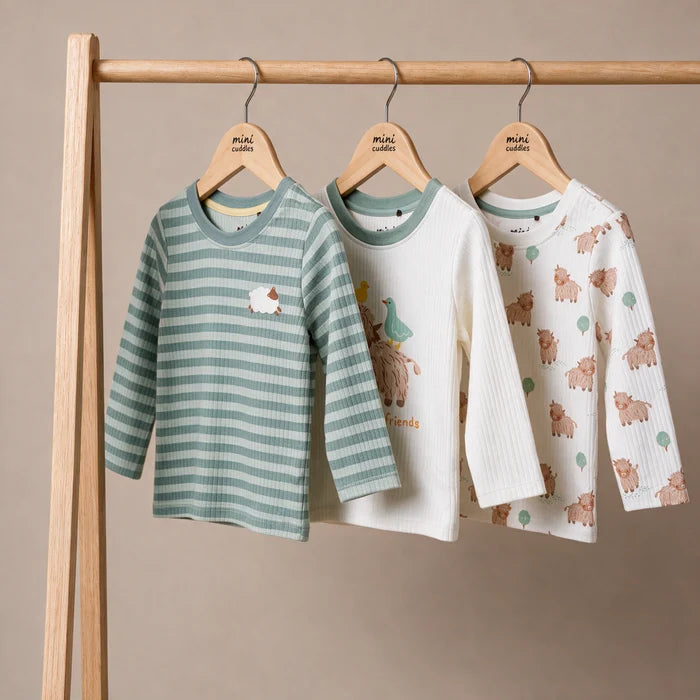 Baby Unisex animal Print & Striped pack of 3 t-shirts