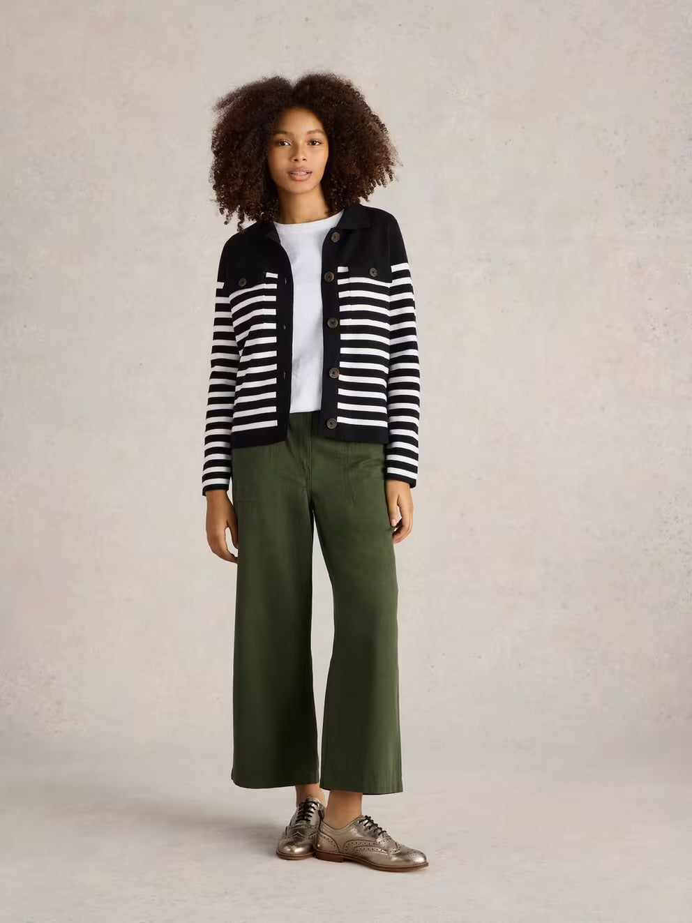 SARA STRIPE KNITTED SHACKET BLACK MLT