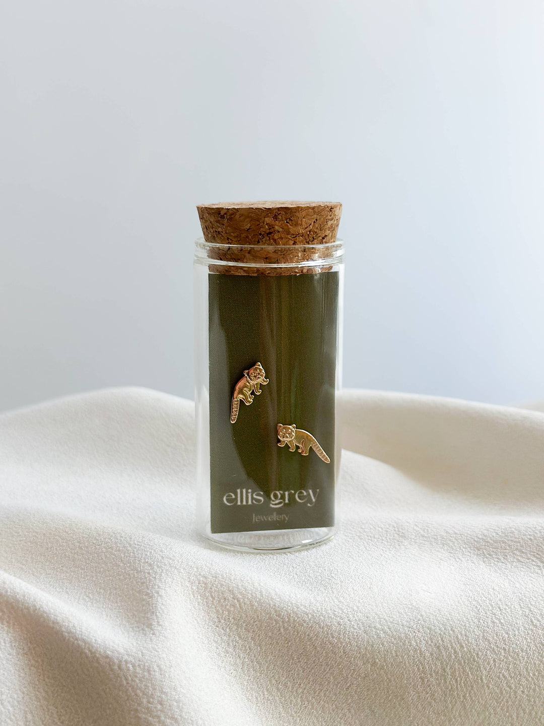 Glass Vial - Wildlife Collection Red Panda Stud Earrings