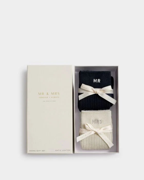 MR & MRS SOCKS GIFT SET | OFF WHITE/ BLACK
