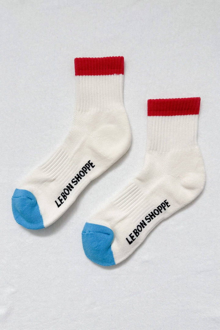 Color Block Girlfriend Socks : Blue Red
