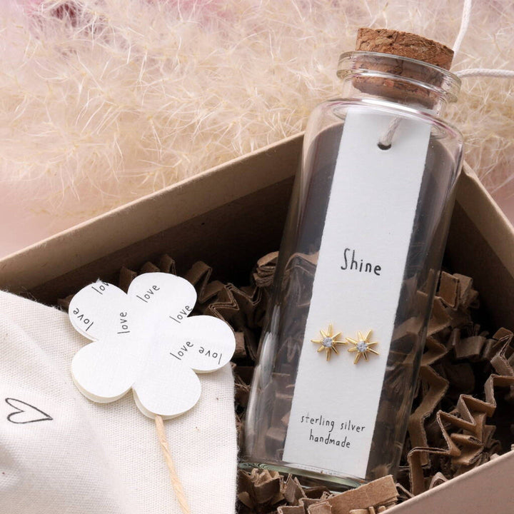 BT002 Message Bottle Sterling Silver Earrings 'Shine': Silver