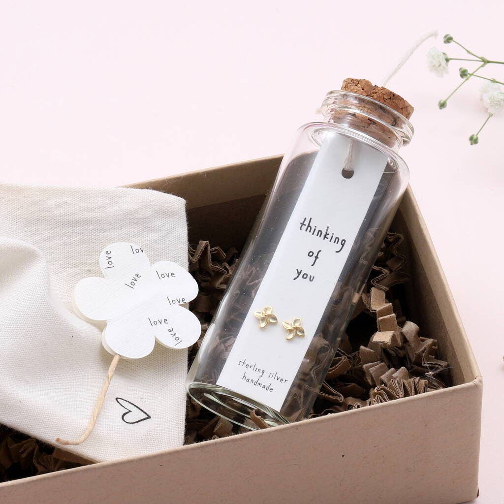 BT029 Message Bottle Earrings 'Thinking Of You': Silver