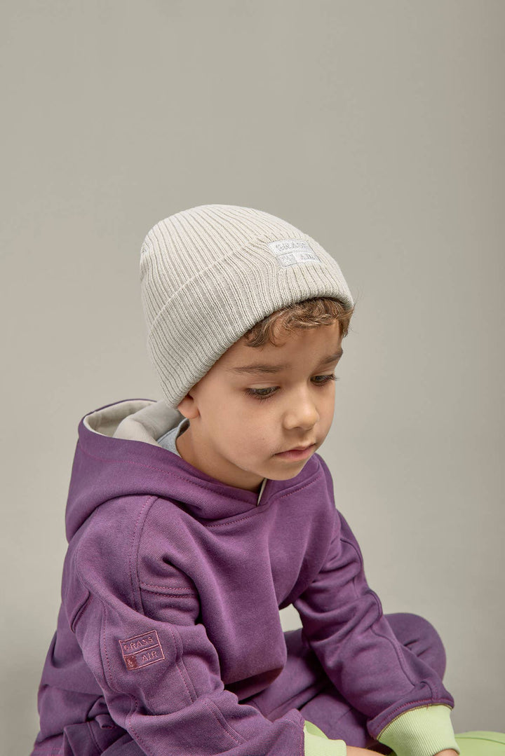 Geo Thermal Grey Beanie: Grey / 1-2years