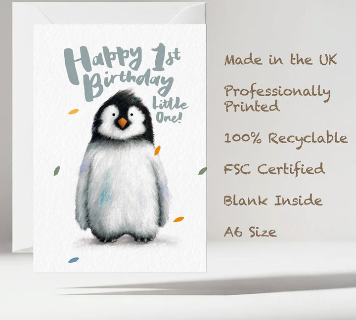 PENGUIN 1ST BIRTHDAY CARD