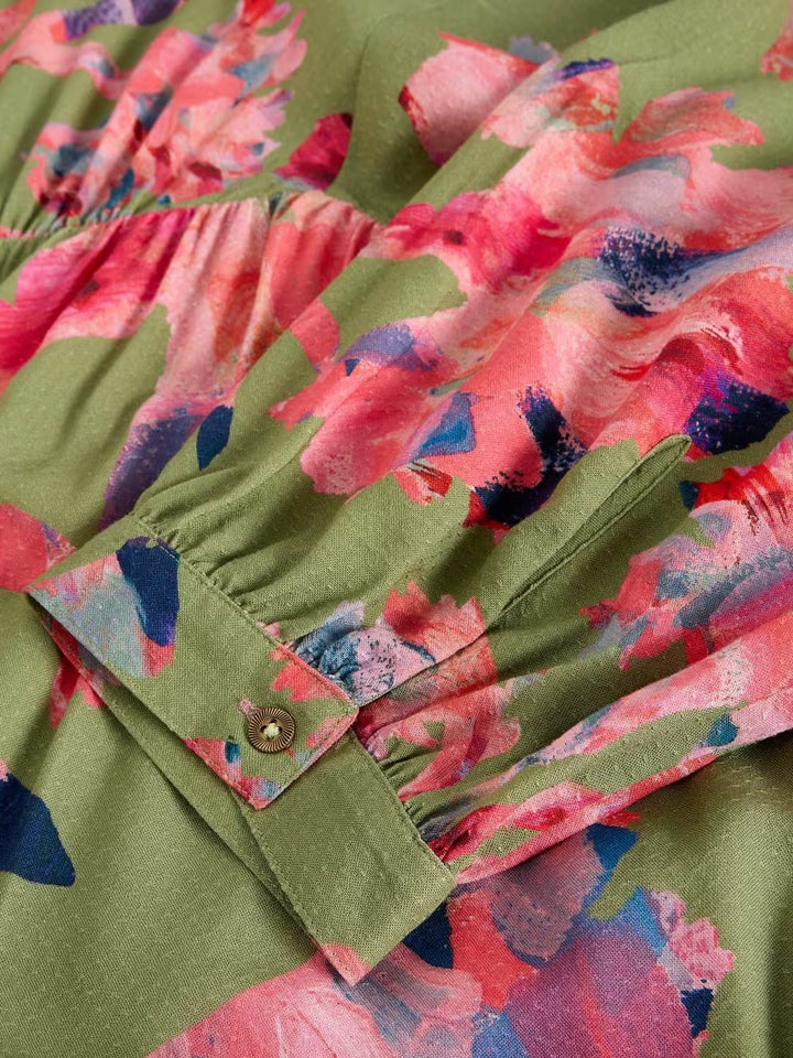 LUCY MIDI DRESS GREEN MLT