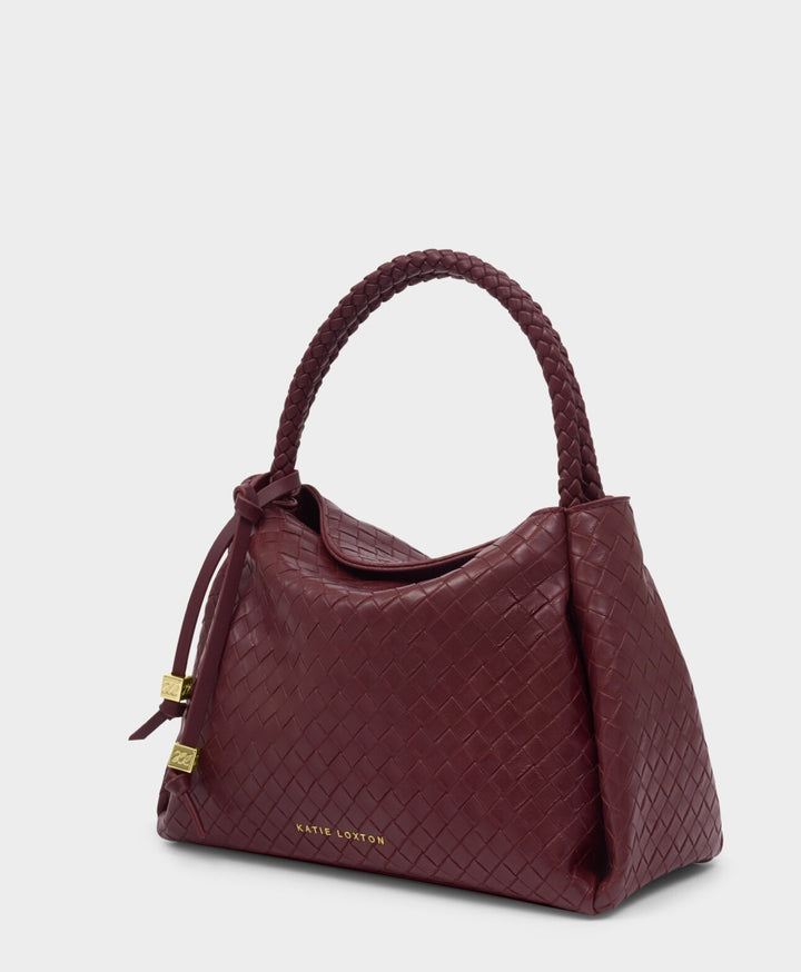 NOVA WOVEN TEXTURE TOP HANDLE BAG CHERRY