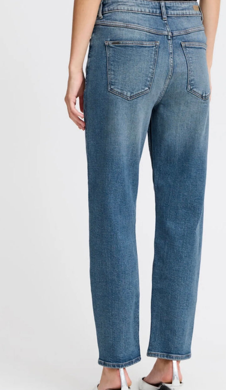 LOETTA JEANS MID BLUE DENIM CROPPED