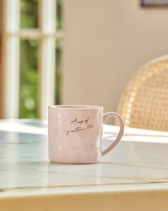 GIFT TAG A MUG OF POSITIVITY  TEA LIGHT PINK
