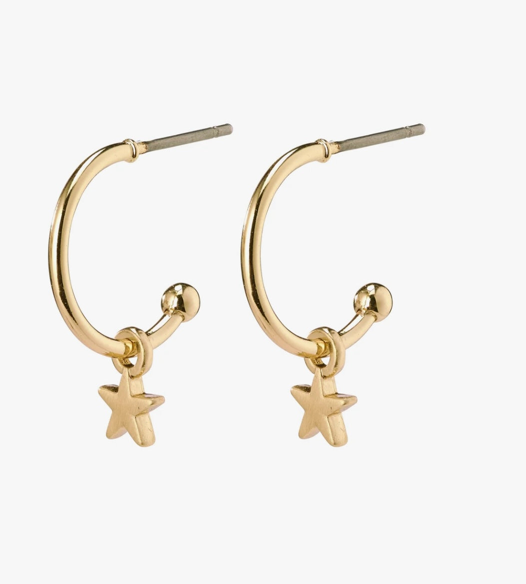 AVA STAR HOOP EARRINGS GOLD PLATED