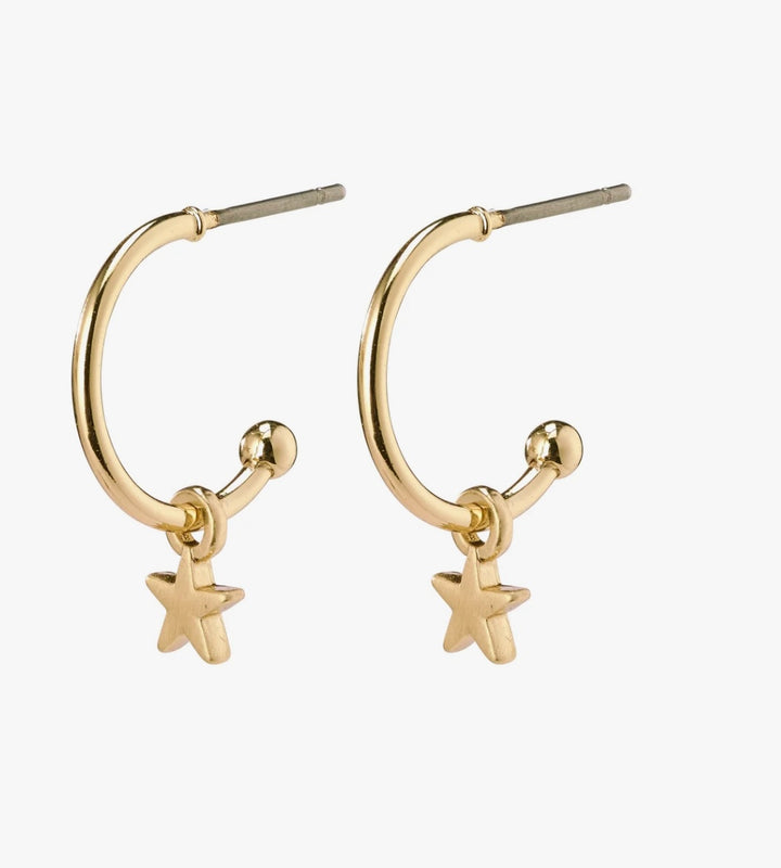 AVA STAR HOOP EARRINGS GOLD PLATED