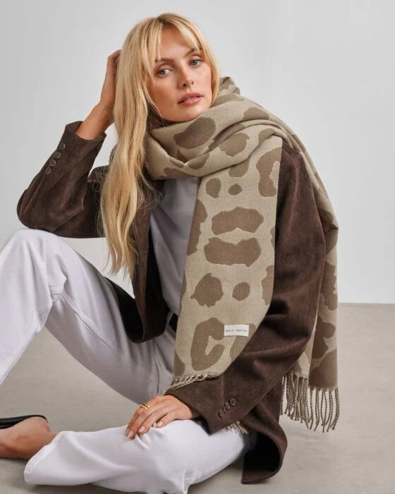 PRINTED BLANKET SCARF LARGE LEOPARD