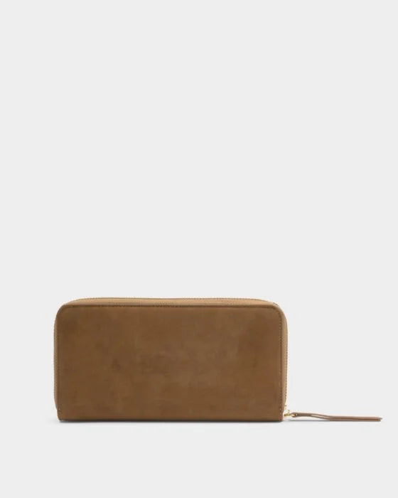 LARGE PURSE | CARAMEL SUEDETTE WITH EYELETS