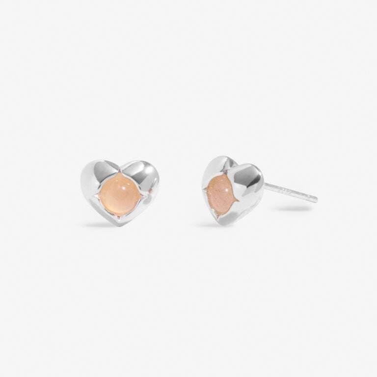 JULY SUNSTONE BIRTHSTONE SILVER PLATED EARRINGS