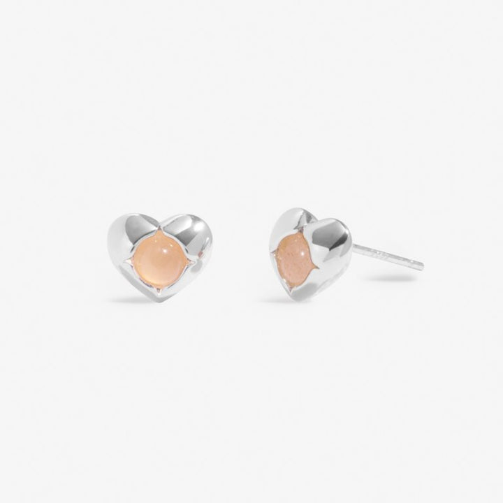 JULY SUNSTONE BIRTHSTONE SILVER PLATED EARRINGS