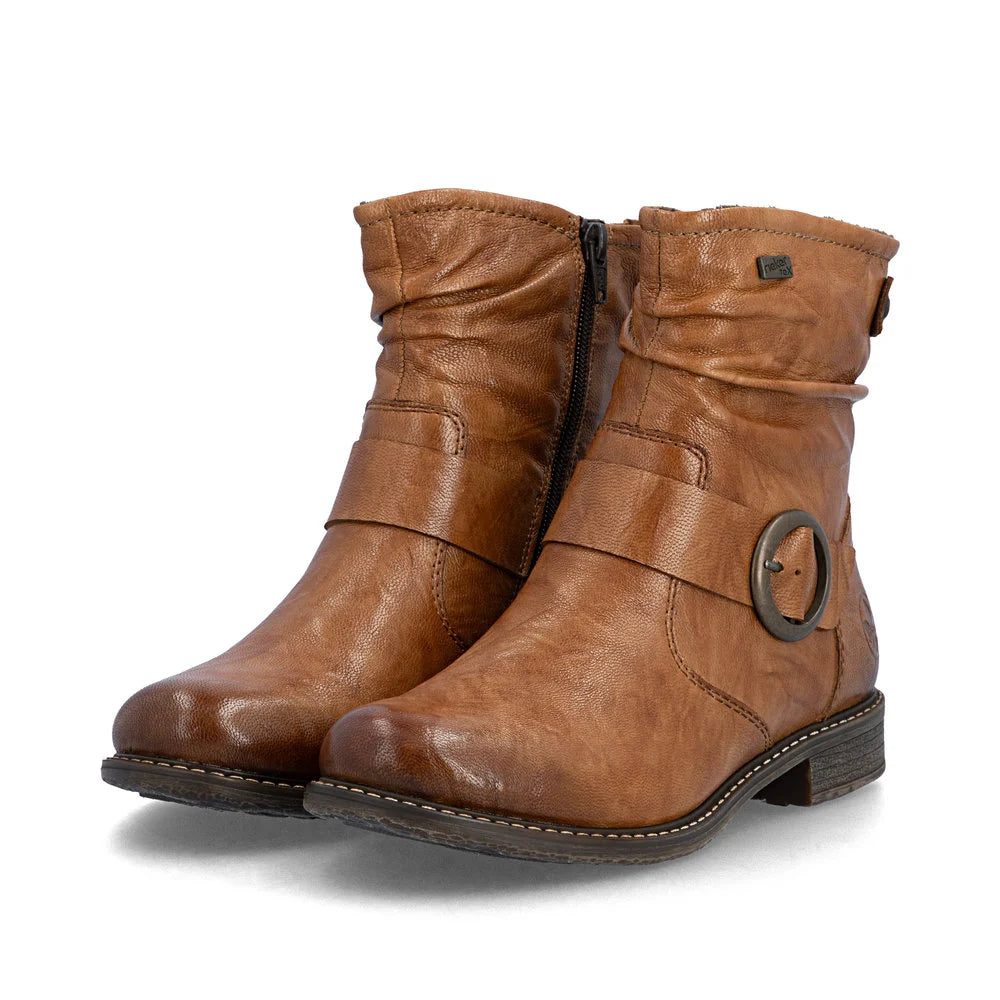 Rieker Women's Brown Leather Ankle Boots 74857-22