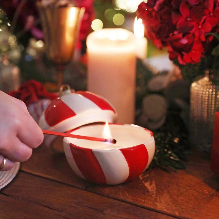 Candy Cane Stripe Cinnamon Bauble Candle Not available to EU