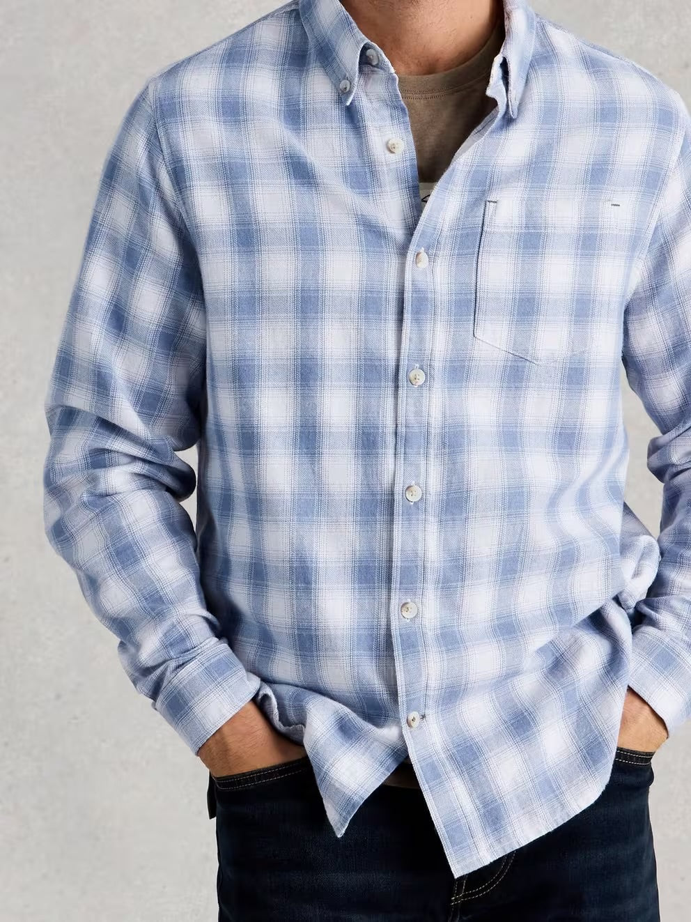 LUDLOW TWO TONE CHECK SHIRT BLUE MLT