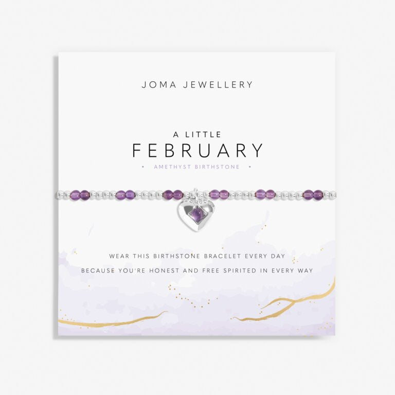 A LITTLE FEBRUARY AMETHYST BIRTHSTONE SILVER-PLATED BRACELET