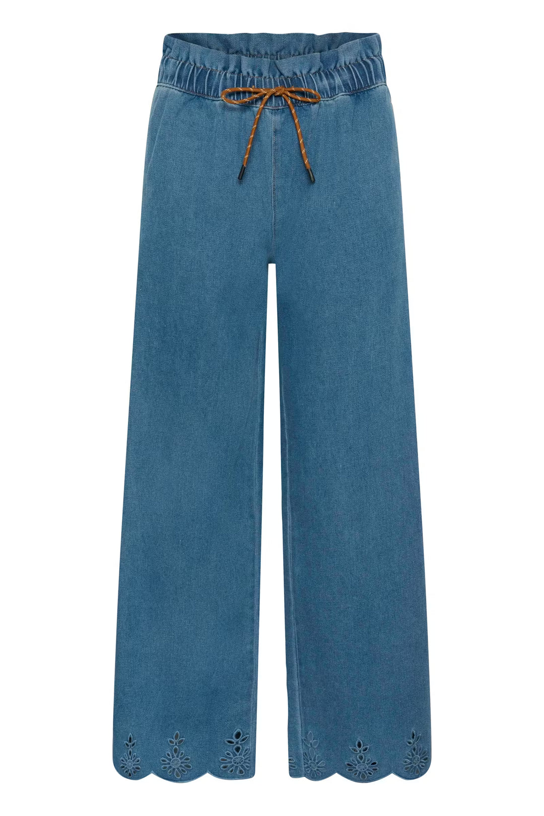 WIDE LEG BLUE DENIM TROUSERS