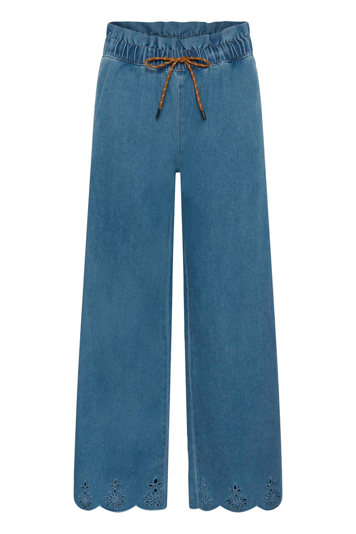 WIDE LEG BLUE DENIM TROUSERS