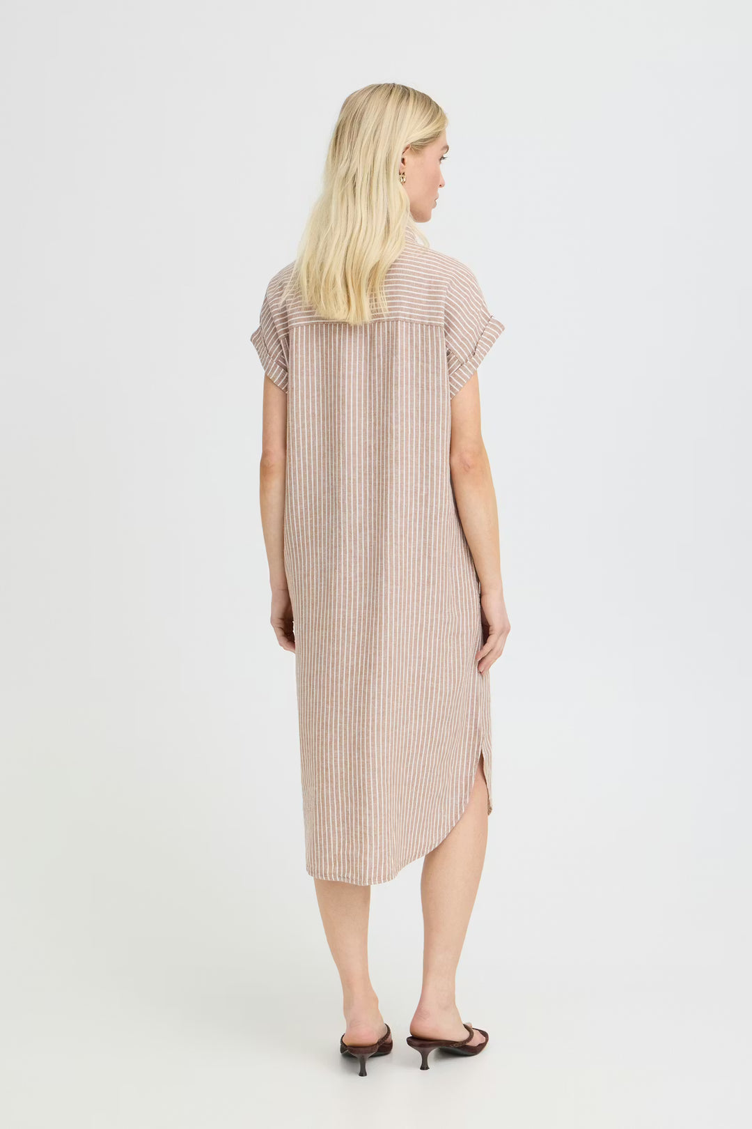 FALAKKA BUTTON DRESS - WOODSMOKE STRIPE