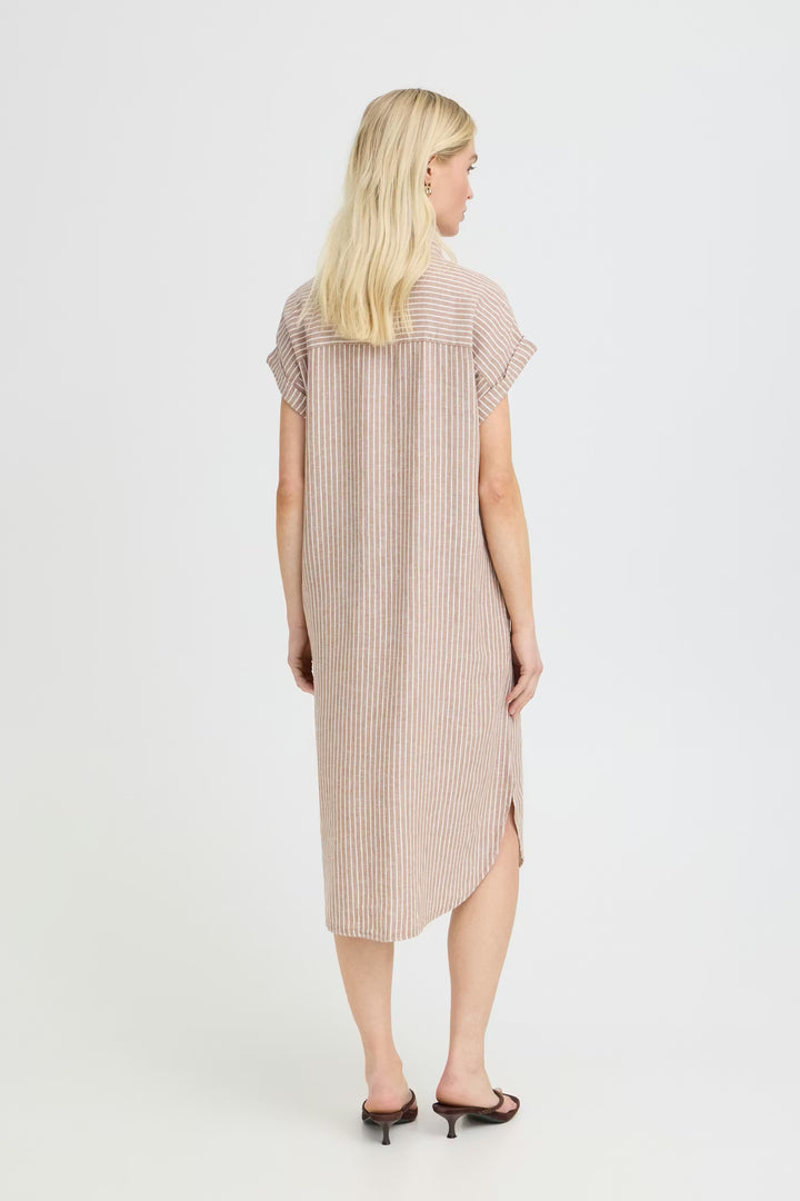 FALAKKA BUTTON DRESS - WOODSMOKE STRIPE