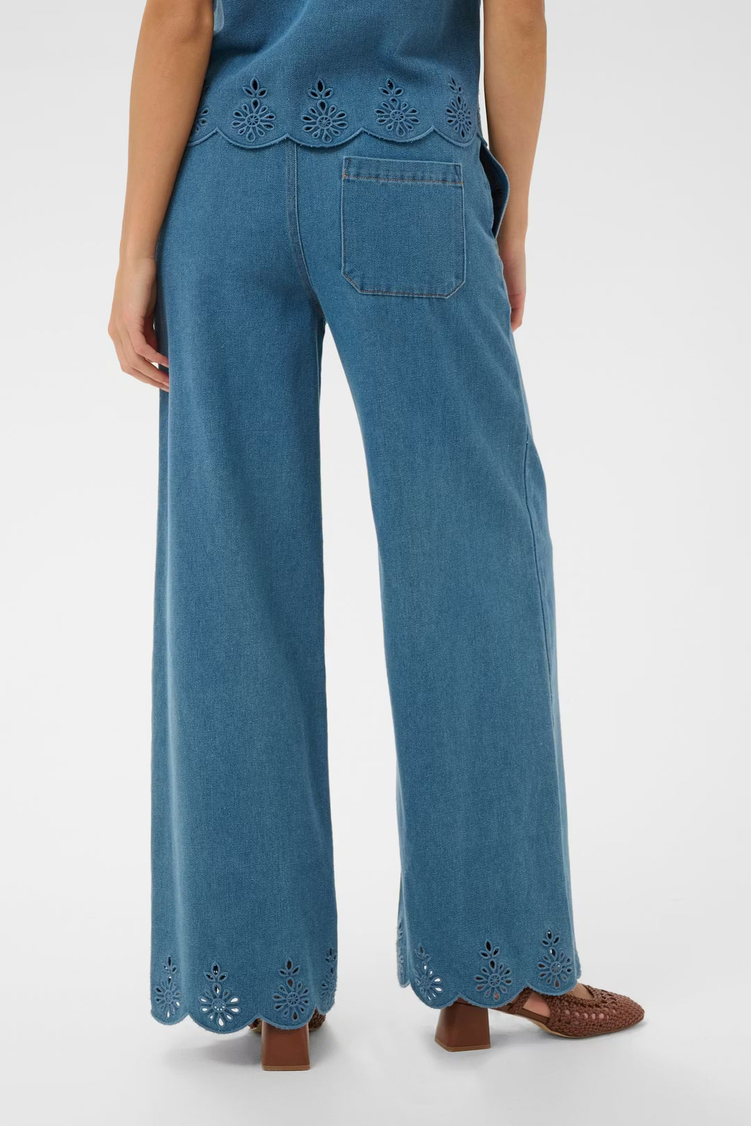 WIDE LEG BLUE DENIM TROUSERS