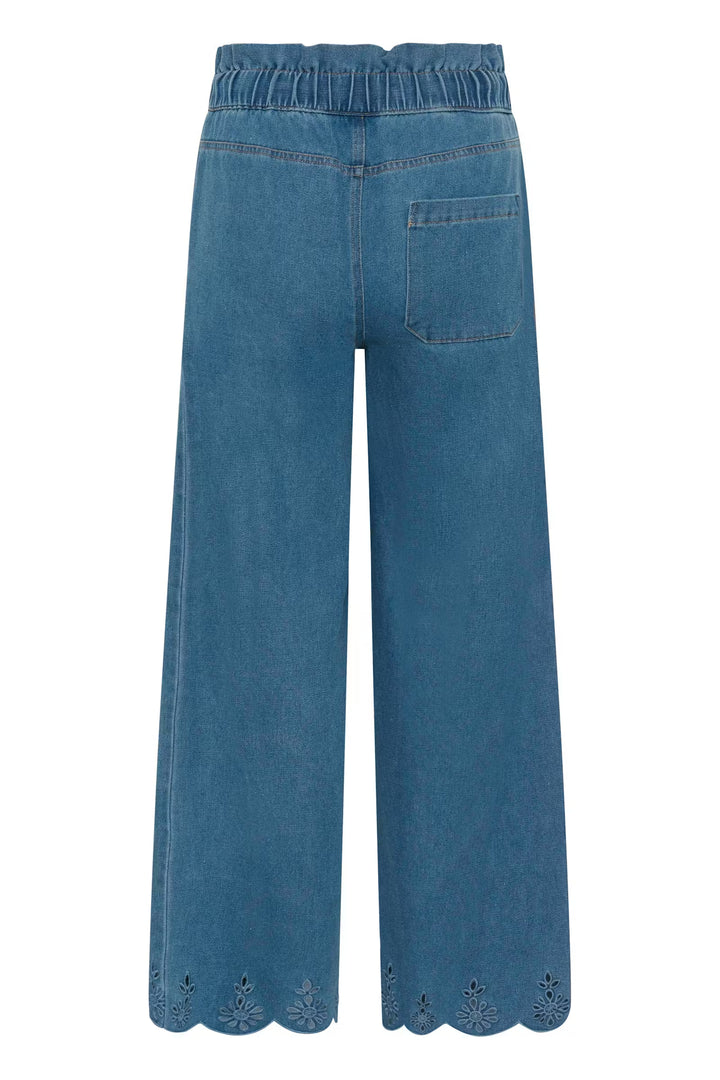 WIDE LEG BLUE DENIM TROUSERS