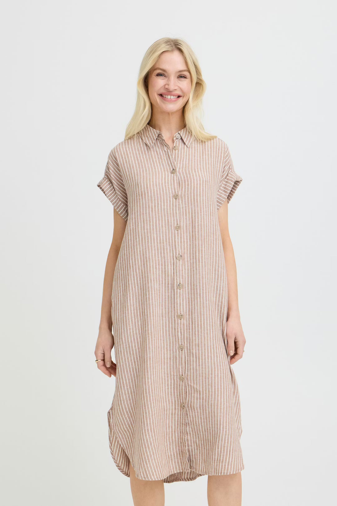 FALAKKA BUTTON DRESS - WOODSMOKE STRIPE