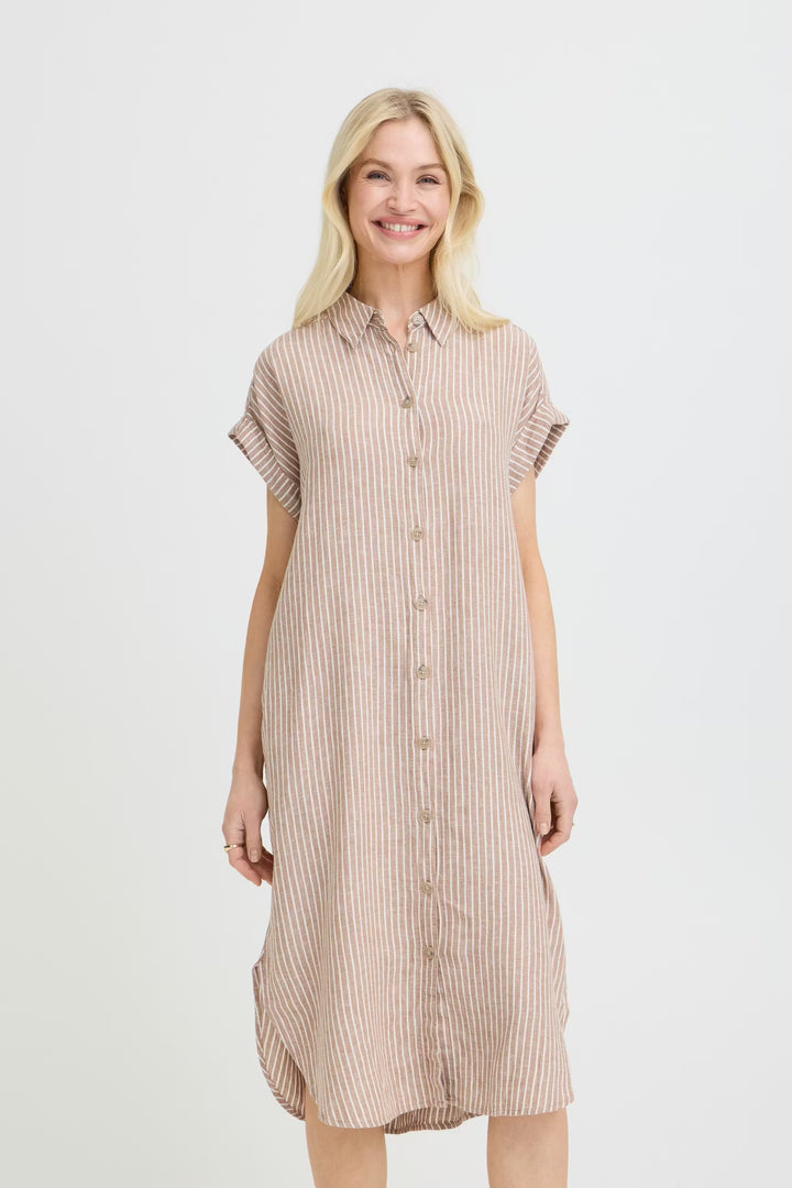 FALAKKA BUTTON DRESS - WOODSMOKE STRIPE
