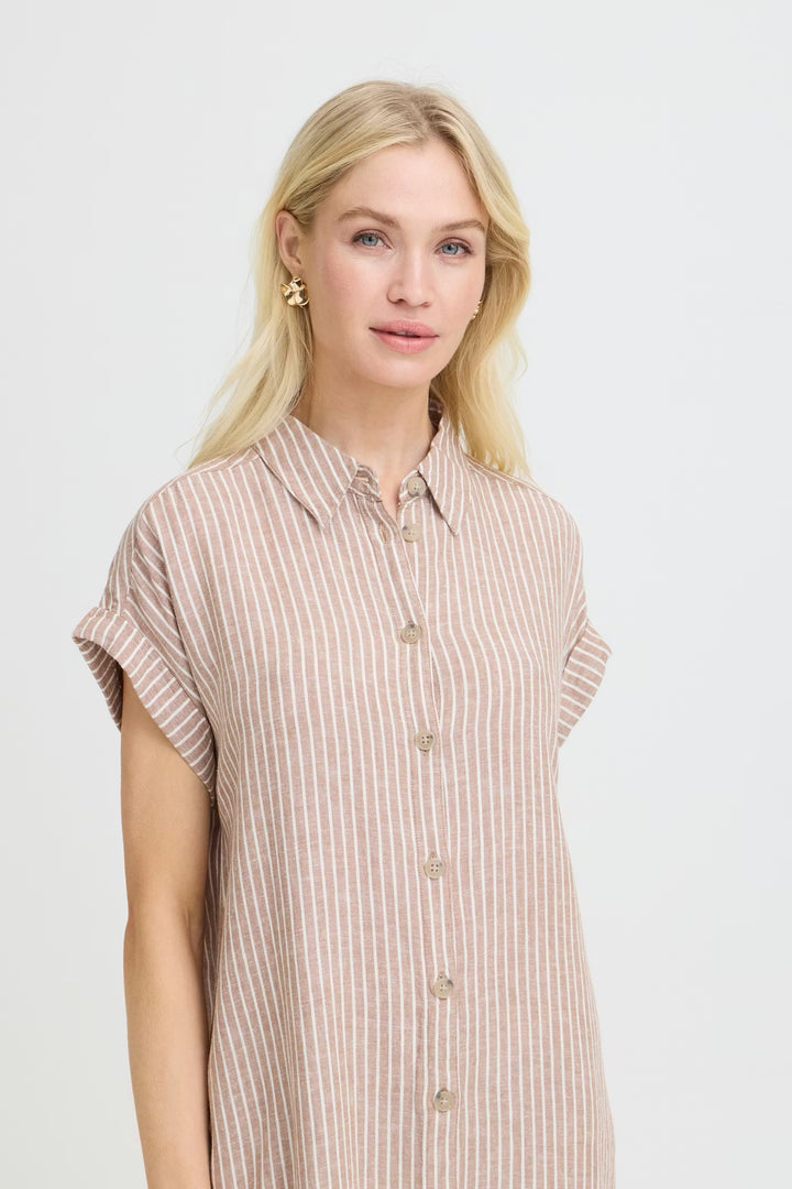 FALAKKA BUTTON DRESS - WOODSMOKE STRIPE
