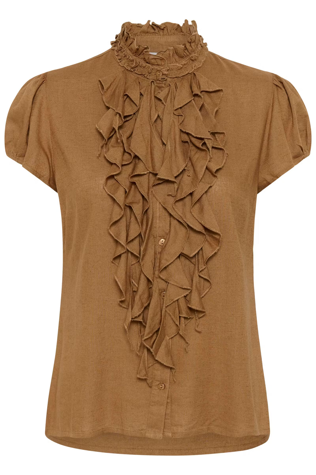 RUFFLE BLOUSE BROWN