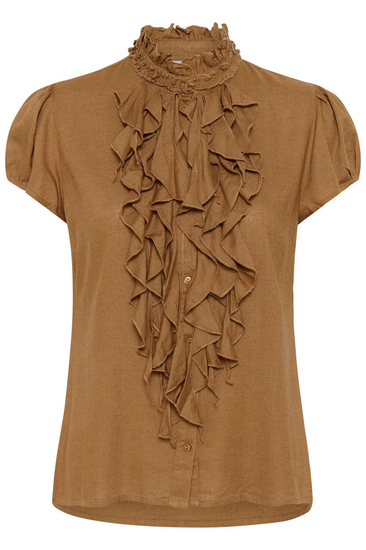 RUFFLE BLOUSE BROWN
